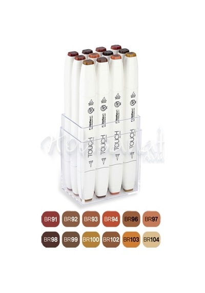 Touch Twin Brush Marker Kalem 12Li Set Ahşap Renkler