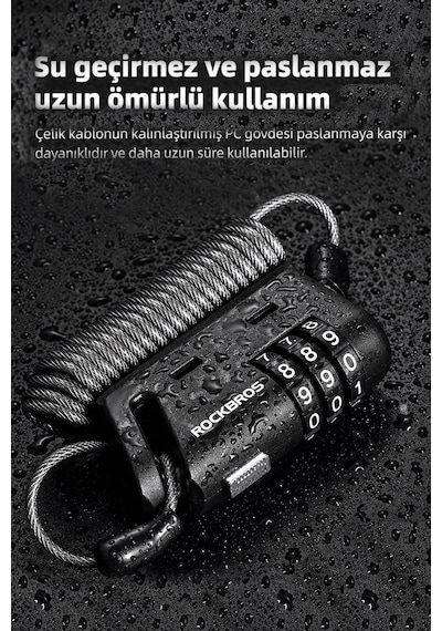 Çelik Telli Şifreli Kask Ve Bisiklet Kilidi Şifreli Çelik Telli