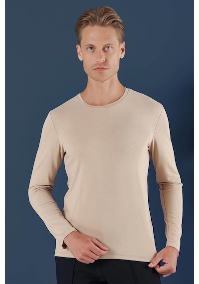Efor Ts 870 Slim Fit Bej Spor T-shirt Bej