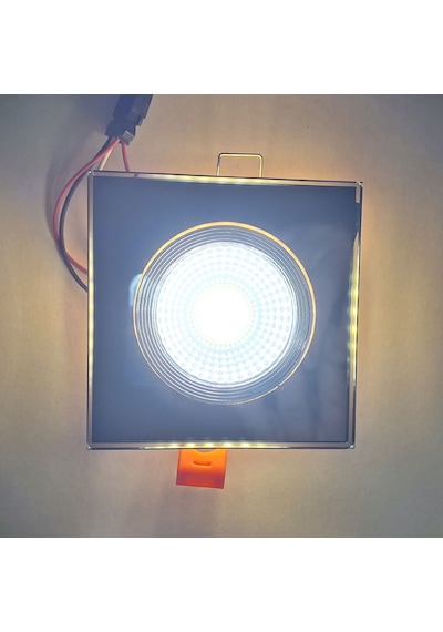 Füme Cam Kare Sıva Altı Led Spot Armatür İç Beyaz, Kenar Gün Işığ