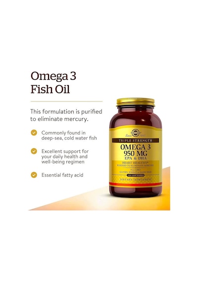 Solgar, Omega-3, Epa & Dha, Triple Strength, 950 Mg, 100 Softgels