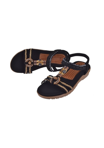 Guja Taş Detaylı Comfort Kadın Sandalet Gj-24y120-4 Siyah-siyah Siyah