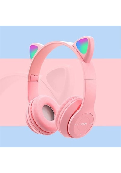 Peeq P47M Katlanabilir Kedi Kulak Kablosuz Bluetooth Kulak Üstü Kulaklık