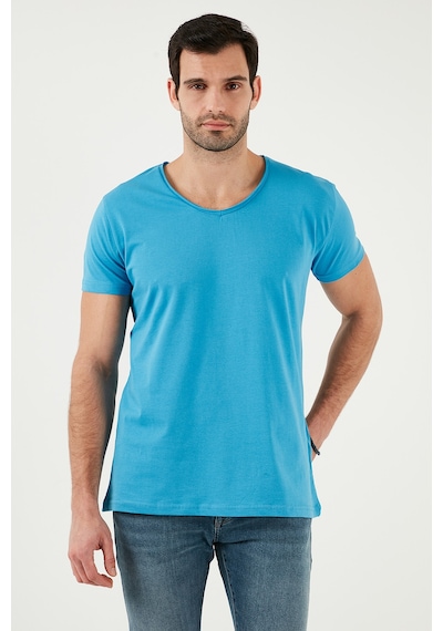 Buratti Pamuklu Slim Fit V Yaka Basic Erkek T Shirt 5412001 Indigo