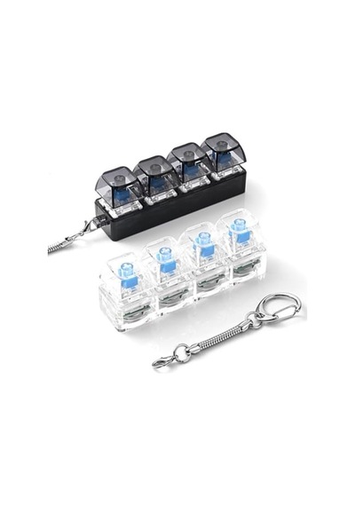 Rgb Klavye Fidget Oyuncak Anahtarlık, 4 Düğmeli Ve Renkli Led Işıklı, Stres Giderme, Evde Odaklanma Ve Eğlence İçin Taşınabilir Abs Clicker, Ofis, Şeffaf Beyaz