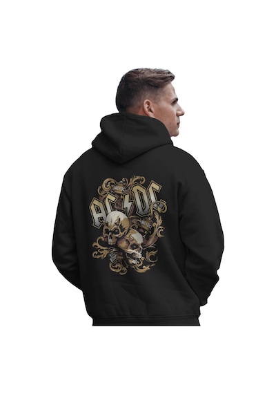 Sevbano Ac Dc Rock Metal Müzik Grubu Baskılı Unisex Oversize Premium Hood Siyah