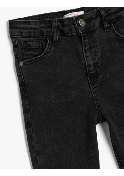 Koton Dar Kesim İspanyol Paça Kot Pantolon -flare Jean Siyah 5wkg40045ad Siyah