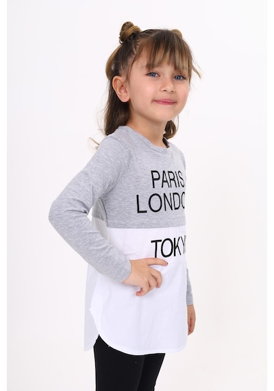 Toontoy Kids Toontoy Kız Çocuk Paris London Baskılı T-shirt Gri Melanj