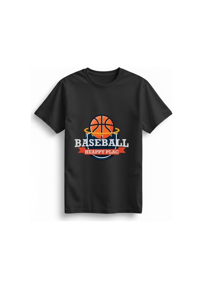 Paybuy Kadın Basketbol Baskılı Günlük Tişört Yuvarlak Yaka Kısa Kol %100 Siyah