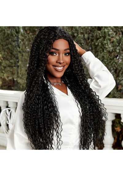Afro Dalga Fiber Sentetik Tül Peruk - Siyah Çok Renkli