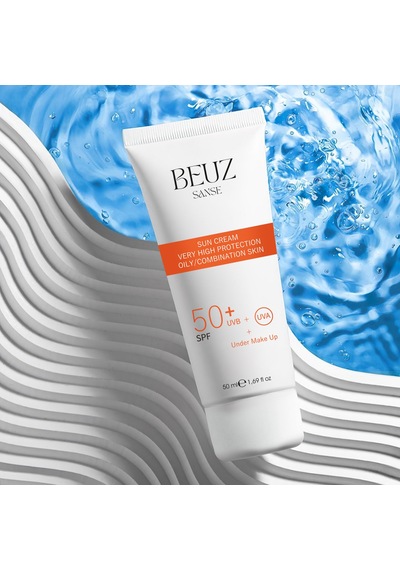 Beuz Sanse Yağlı ve Karma Ciltler için Çok Yüksek Korumalı Güneş Kremi & Makyaj Bazı SPF50+ 50 ML