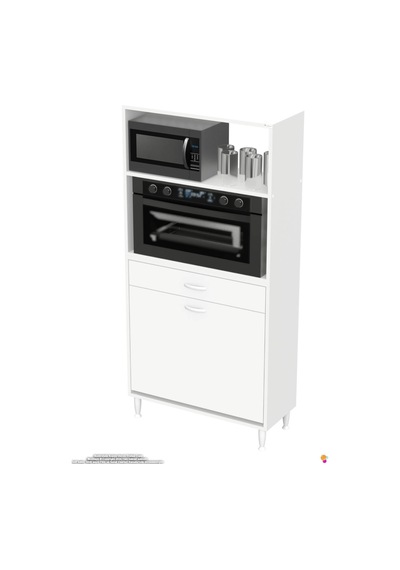 Vio 80 Cm Fırın Dolabı Sepetli Çekmeceli Mini Midi Mutfak Dolabı Beyaz