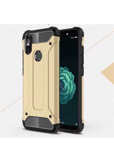 Kilifone - Xiaomi Uyumlu Mi A2 Lite - Kılıf Çift Katman Zırh Tank Crash Military Kapak - Gold