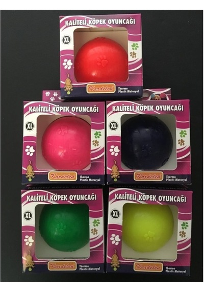 Kardelen Termoplastik Pati Desenli Köpek Oyun Topu XL 7.5 CM Çok Renkli