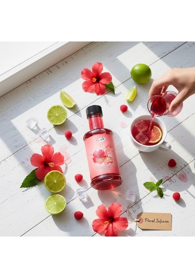 Hibiskus Kokteyl Şurubu 300 Cc Yoğun Aromalı İçecek,kahve Ve Tatlı Şurubu