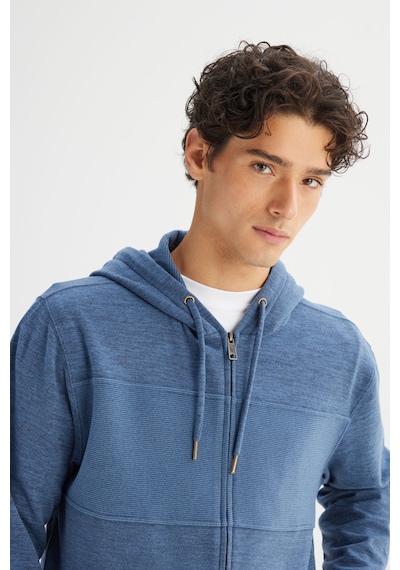 Lee Regular Fit Normal Kesim Cepli İçi Polarlı Kapüşonlu Fermuarlı Sweatshirt Mavi