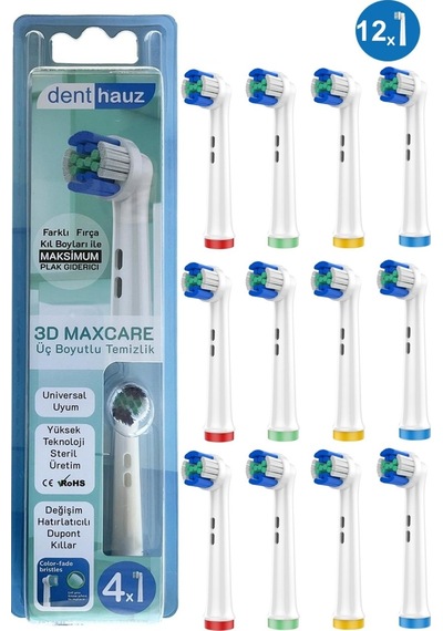 3d Maxcare - 3 Boyutlu Temiizlik Oral B Şarjlı Diş Fırçası Yedek Başlığı - 12 Adet Yedek Başlık