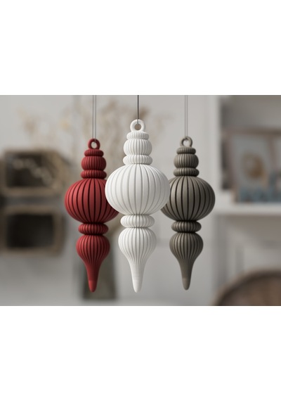 3 Lü Modern Yılbaşı Ağaç Süsü Seti
