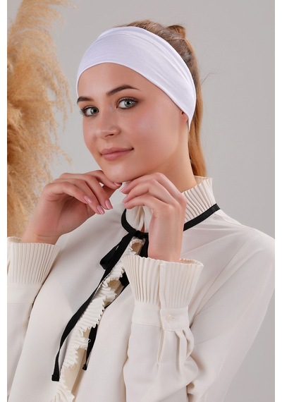 Melodi Scarf Sihirli Yapışkanlı Kaymayan Bandana Spor Bone Beyaz Beyaz