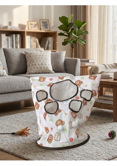 Mucit Home Pati Desenli Hışırtılı Oyun Tüneli Çadırı Fareli Ve Toplu Hışırtılı Dikkat Çekici Tünel