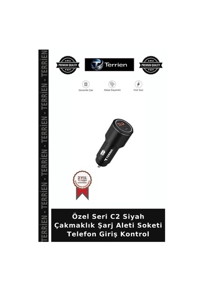 Özel Seri C2 Siyah Çakmaklık Şarj Aleti Soketi Telefon Giriş Kontrol