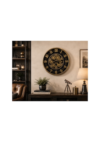 Sleep Nova Gold Steampunk Dekoratif Duvar Saati Altın