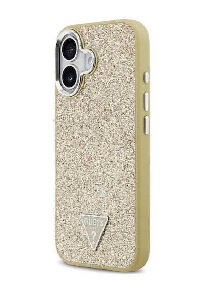 Apple Uyumlu iPhone 17  Kılıf Guess Lisanslı M-safeli Metal Kamera Çerçeveli Üçgen Logolu Glitter Gold Gold
