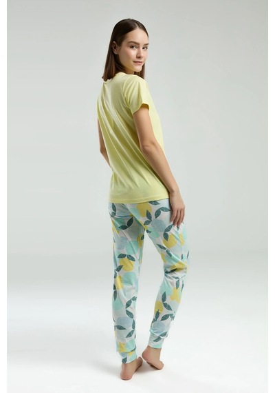 Rolypoly Kadın Sarı Kısa Kol Pijama Takım Sarı