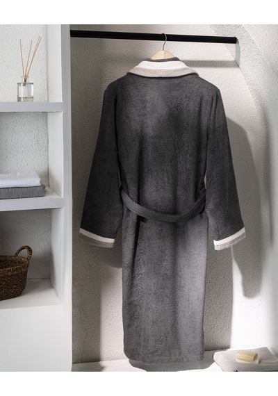 Madame Coco Raina Pamuklu Kadın Bornoz - Gri - Lüks Koleksiyon Gri L - XL