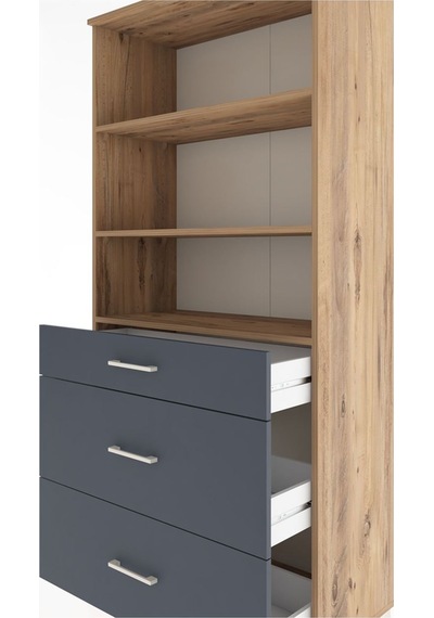 Hyperion Dolap 3 Raflı 3 Çekmeceli 88x44x195 Çam-antrasit Çam