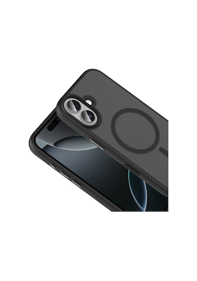 Apple Uyumlu iPhone 17 Kılıf Mat Arka Yüzey Wireless Şarj Özellikli Zore Flet M-safe Kapak Siyah