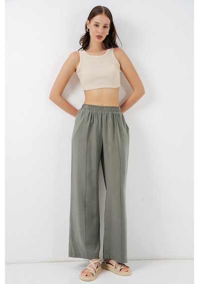 Bigdart Kadın Beli Lastikli Bol Paça Pantolon 30087 - Gri