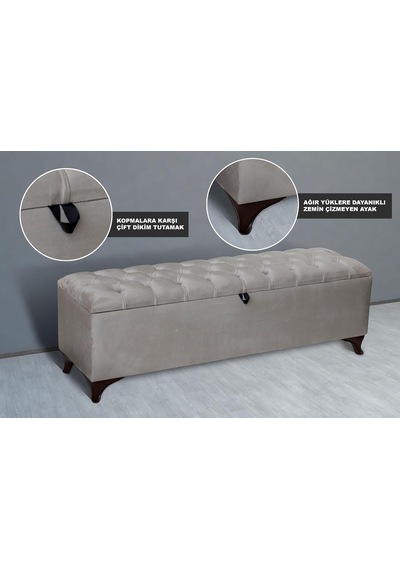 Vetra Sandıklı Bench Puf, Beyaz Çok Renkli