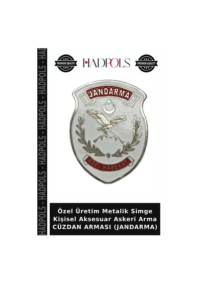Hadpols Özel Üretim Metalik Simge Kişisel Aksesuar Askeri Arma Cüzdan Arması Jandarma