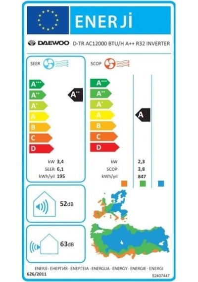 Daewoo D-TR AC12000 BTU 12000 BTU Duvar Tipi Inverter Klima