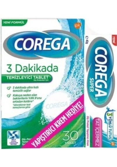 3 Dakikada Temizleyici Tablet 30 Adet Ve Tat Içermeyen Yapıştırıcı Krem 40 Gr