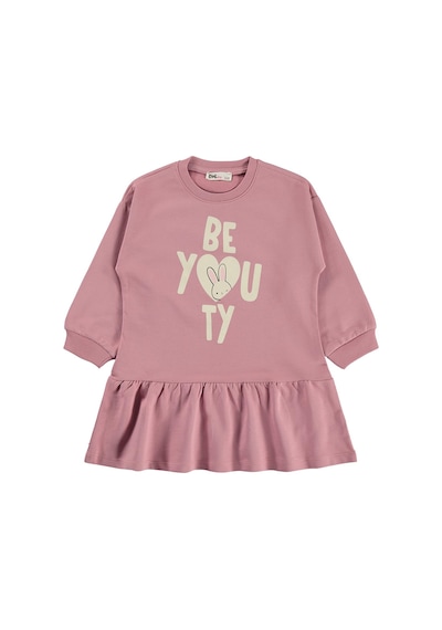 Civil Girls Be You Ty Baskılı 2-5 Yaş Elbise - Pembe Gülkurusu