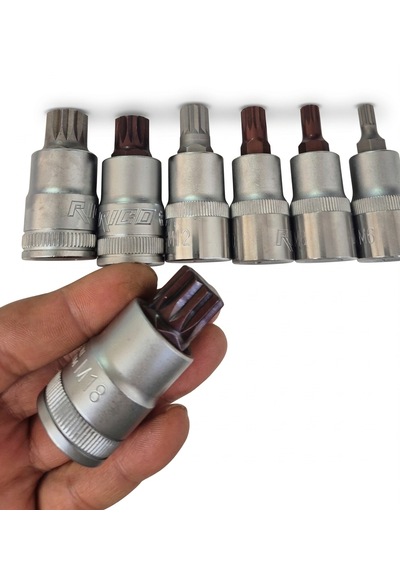 Rico 1/2 Kısa Lokmalı M Diş Yıldız Lokma Bits Torx Takımı 7 Parça