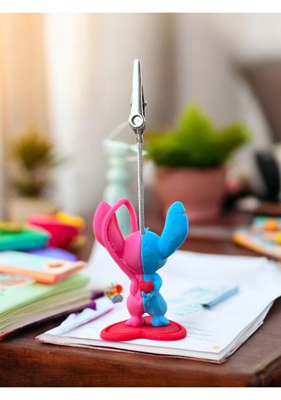 Kawaii Sevimli Stitch Angel Fotoğraf Ve Not Tutucu - Ofis Masa Not Tutacağı Çok Renkli
