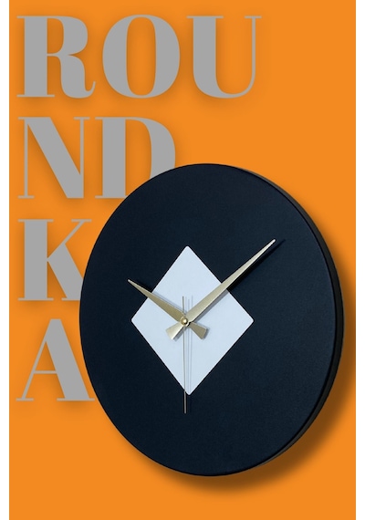 Roundka Model Metal Sıvama Akar Sessiz Mekanizmalı Duvar Saati 40 40 Cm Siyah Beyaz