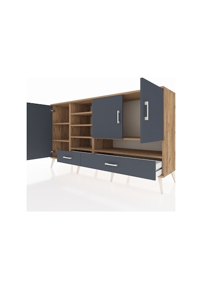 Hyperion Konsol 8 Raflı 2 Çekmeceli 3 Kapaklı 176x44x99 Çam-antra Çam-antrasit