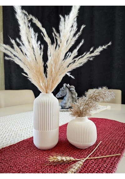 İskandinav Tarz 2li Dekoratif Vazo Beyaz