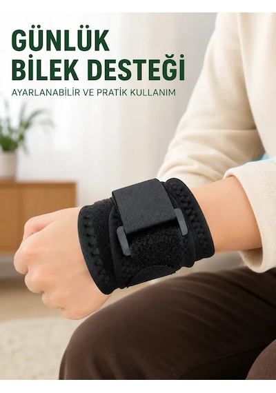 Siyah Bilek Destekliği Cırtlı Ayarlanabilir Bilek Bandı Spor Ve Günlük Kullanım Standart