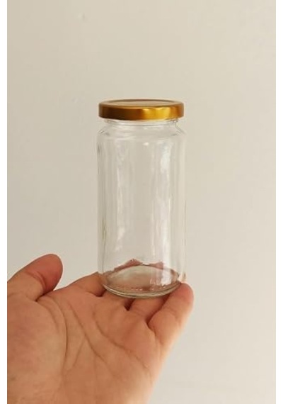 3 Adet 224 Ml Cam Kavanoz, Gold Metal Kapaklı, Şeffaf Konserve Kavanozu 224 Mililitre 12 Izgara