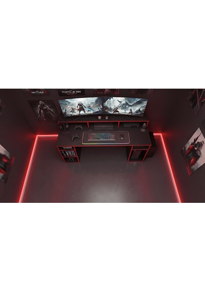 Arena Oyuncu Masası Rgb Işıklı Ledli Uzaktan Kumandalı Siyah
