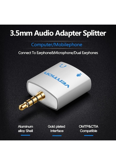 Vention 3.5Mm Aux Kulaklık Mikrafon Çoklayıcı 4 Boğum