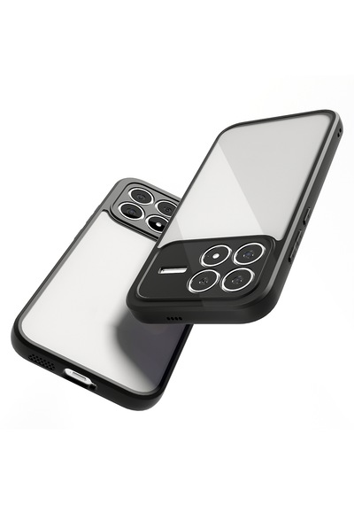 Xiaomi Poco F8 Pro Kılıf Kenarları Silikon Kamera Korumalı Şeffaf Arka Yüzey Pürüzsüz New Roll Kapak Siyah Siyah Siyah