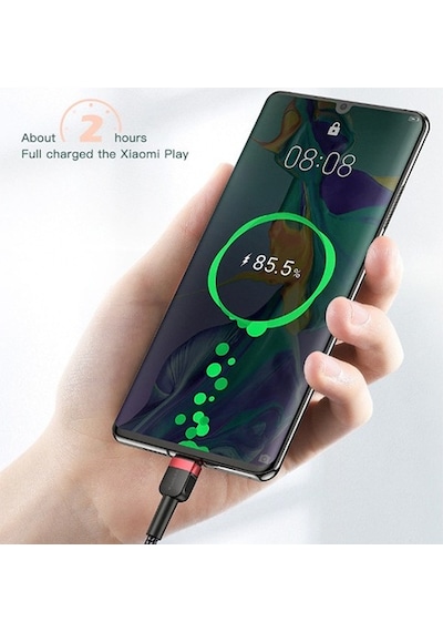 Kuulaa Mikro Usb 3A Hızlı Şarj 0.50Cm Kısa Android Usb Şarj Kablo Siyah - Gri