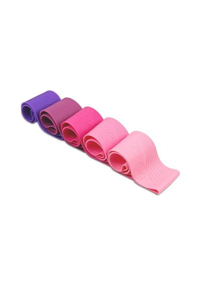 Gymo Pro Series Çantalı Direnç Bandı Fitness Pilates Esnetme Lastiği 5'li Set Silikon Mor Çok Renkli