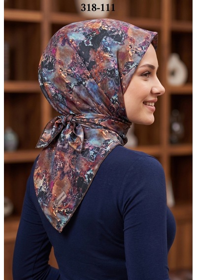 Sharell Desenli Soft Pamuk Eşarp 318-111 Çok Renkli
